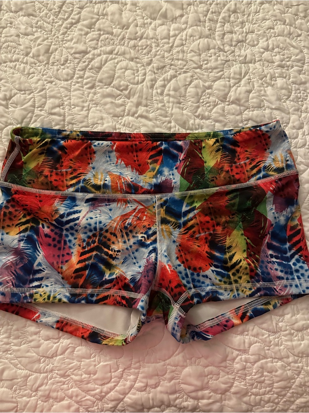 Fleo Women’s Athletic Shorts in Multi Red Blue Green Print